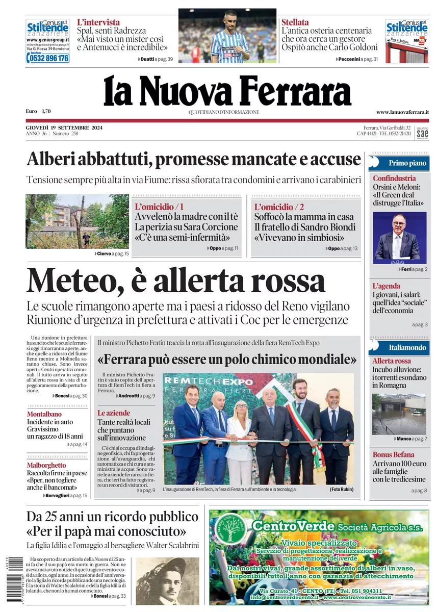 Prima-pagina-nuova ferrara-oggi-edizione-del-2024-09-19